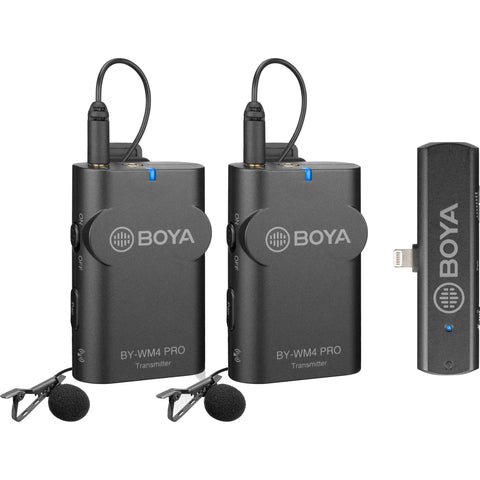 Sistema de micrófono inalámbrico de 2.4GHZ para dispositivos iOS Boya BY-WM4 Pro-K4