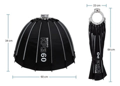 Softbox Bowens Parabólico Montura Rápida Triopo Kp3-60 con grilla