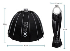 Softbox Bowens Parabólico Montura Rápida Triopo Kp3-90 con grilla