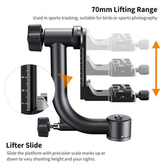 Cabezal de Trípode Gimbal con QR tipo arca K&F Concept KF31.033