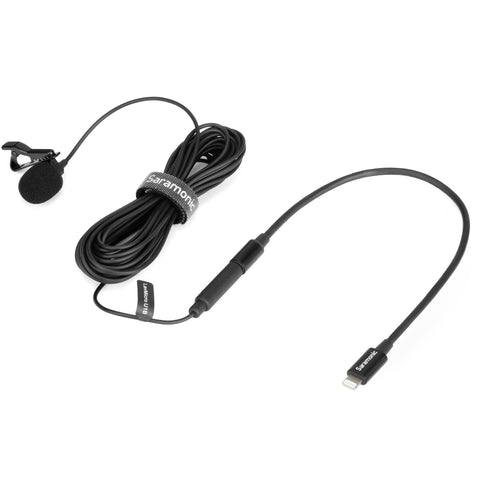 Micrófono Lavalier omnidireccional cable de 19.6 pies con conector Lightning para dispositivos iOS SARAMONIC LAVMICRO U1B