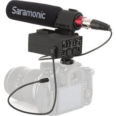 Micrófono escopeta con adaptador de audio integrado de 2 canales Saramonic MixMic