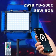 Luz de panel de video led ZSYB YB-500C RGB 50W CONTROL DE APLICACIONES 360 iluminación a todo color